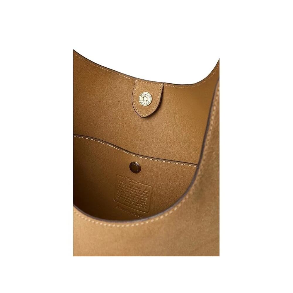 Coach Suede Brooklyn Shoulder Bag 39 Tan Hobo Leather Handbag - Picture 3 of 3